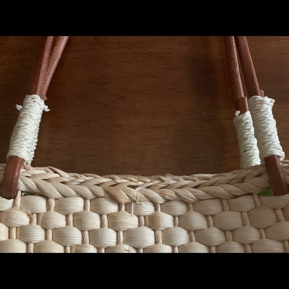 Vintage 1950’s Wicker Woven Purse fully lined, cute sequin appliqués, mint - Picture 6 of 8